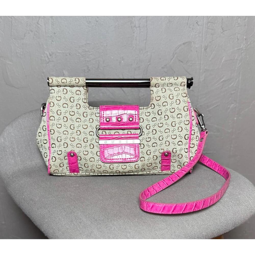 Y2K Jacquard x Pink Croc Leather Bag  from GUESS Rare Style